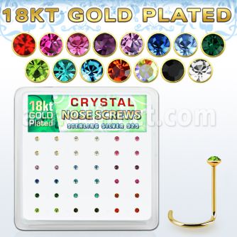 18nwbxm caja display 36 piercings nariz l plata 925 oro 18 kts 0 6mm cristal 1 5mm venta