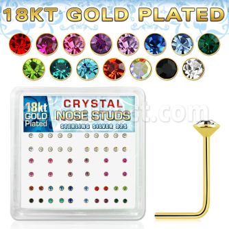 18s14xm caja display piercing nariz l plata esterlina 925 0 6mm oro 18 kts cristal redondo 2mm mayorista