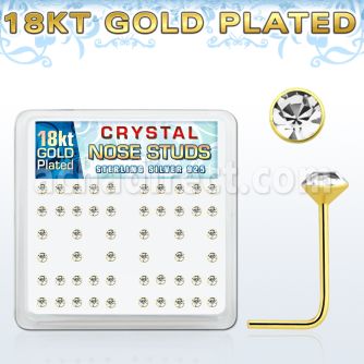 18s19xc caja display piercing nariz l plata esterlina 925 0 6mm oro 18 kts cristal claro 2 5mm venta