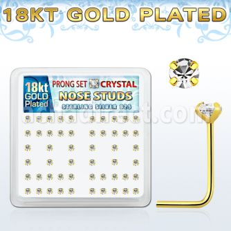18sp14xc caja display piercing nariz l plata 925 0 6mm oro 18 kts cristal claros redondos 2mm mayorista