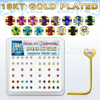 18sp19xm caja display piercings nariz plata esterlina 925 0 6mm oro 18 kts cristal 2 5mm distribuidor mayorista