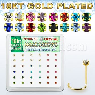 18wp14xm caja display 36 piercings nariz l plata 925 oro 18 kts 0 6mm cristal 2mm al por mayor