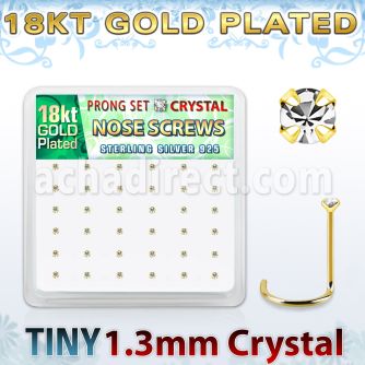 18wp6xc caja display 36 piercings nariz l plata 925 oro 18 kts 0 6mm cristal 1 25mm al por mayor