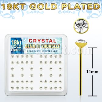 18y19xc caja display piercing nariz doblar tu mismo plata esterlina 925 0 6mm oro 18 kts cristal claro 2 5mm mayorista