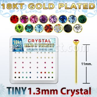 18y6xm caja display piercing nariz doblar tu mismo plata esterlina 925 0 6mm oro 18 kts cristal claro 1 25mm distribuidor
