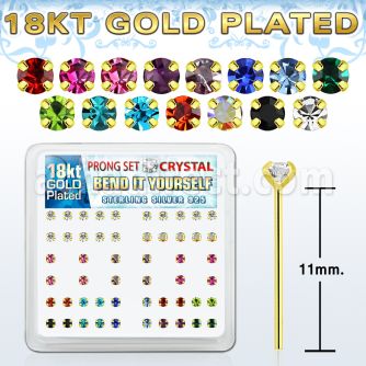 18yp19xm caja display piercing nariz doblar tu mismo plata esterlina 925 0 6mm oro 18 kts cristal 2 5mm mayorista