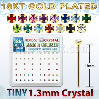18yp6xm caja display piercing nariz doblar tu mismo plata esterlina 925 0 6mm oro 18 kts cristal redondo 1 25mm distribuidor mayorista