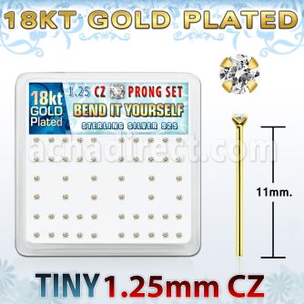 18yz12xc caja display piercing nariz doblar tu mismo plata esterlina 925 0 6mm oro 18 kts zirconia claras redondas 1 25mm mayorista