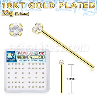 18yz25xc caja display piercing nariz doblar tu mismo plata esterlina 925 oro 18 kts grandes zirconia claras 2 5mm venta