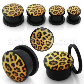 afpc dilatacion plug tornillo acrilico negro logo piel leopardo venta