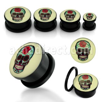 afpfff dilatacion plug tornillo acrilico negro calavera azucar rosa roja fondo blanco distribuidor