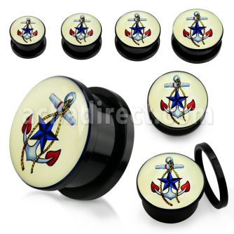 afpnn dilatacion plug tornillo acrilico negro ancla tematica nautica fondo blanco al por mayor