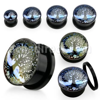 afptre dilatacion plug tornillo acrilico negro logo arbol vida amanecer mayorista
