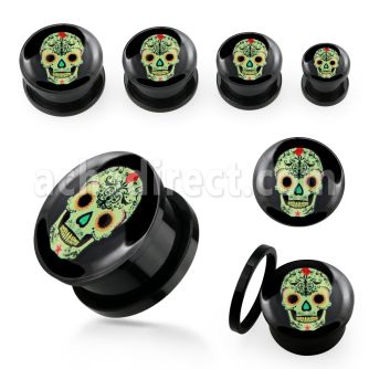 afpz dilatacion plug tornillo acrilico negro logo calavera azucar mayorista