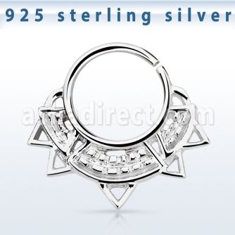 agsepv10 aro septum plata 925 1mm amplio gravado indio 8mm al por mayor