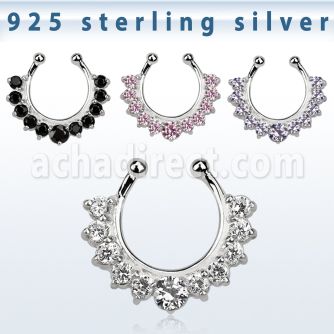 agsepz1 falso septum plata 925 1mm zirconia 3mm medio rodeada por zirconia 2mm 12mm mayorista