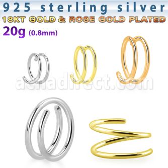 agspr20 aro nariz espiral plata esterlina