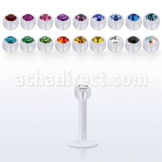albeajb3 labret flexible acrilico transparente bola cristal bisel 3mm venta