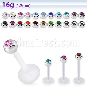 albjb3 labret bio flex bolas acero 316l brillo espejo 3mm cristal bisel venta