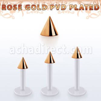 albttcn3 labret bio flex cono acero pvd oro rosa 3mm distribuidor mayorista