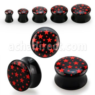 apghh dilatacion plug doble flare acrilico negro logo estrellas rojas fondo negro distribuidor mayorista