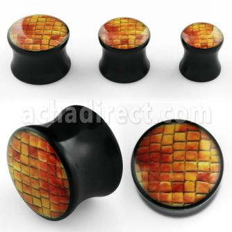 apgoo dilatacion plug doble flare acrilico negro logo piel serpiente venta