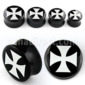 apgtt dilatacion plug doble flare acrilico negro logo calavera chica blanca fondo rosa distribuidor mayorista