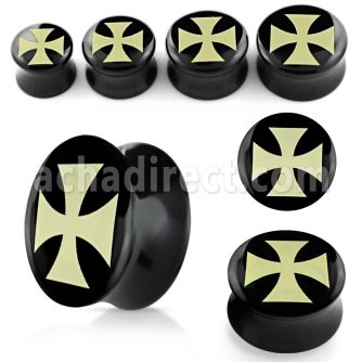 apgtt dilatacion plug doble flare acrilico negro logo calavera chica blanca fondo rosa distribuidor mayorista