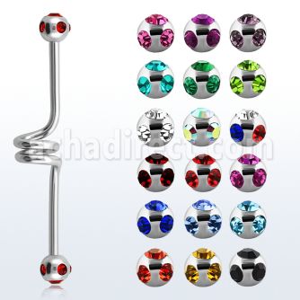 bbcl barbell industrial espiral acero quirurgico bolas multi joya 5mm mayorista