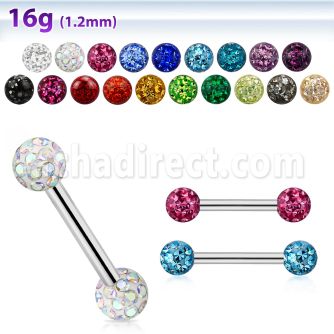 bbefr3 barbell ceja acero quirurgico bolas 3mm multi cristal ferido al por mayor