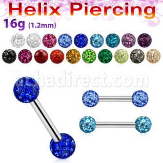 bber23 piercing helix acero quirurgico bolas multi cristal 3mm distribuidor