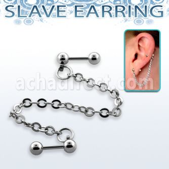 bber27 piercing helix cadena barbell acero quirurgico bolas 4mm 6mm conectado barbell acero mismo larga 7cm mayorista