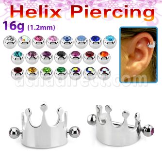 bber67 piercing cartilago acero quirurgico corona barbell bolas joya bisel 3mm mayorista