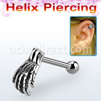 bber70 barbell tragus helix acero quirurgico mano esqueleto acero fundido 316l distribuidor mayorista