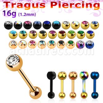 bbert35 barbell tragus acero quirurgico anodizado bola joya bisel 4mm bola 3mm 6mm al por mayor