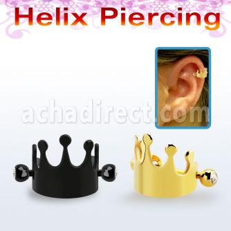 bbert67 piercing cartilago acero 316l anodizado negro dorado corona barbell bolas joya bisel 3mm distribuidor mayorista