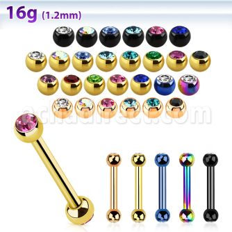 bbetjb25 barbell ceja acero 316l anodizado bolas joya 2 5mm cristal bisel 6mm 14mm al por mayor