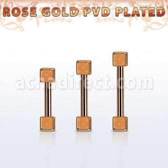bbettd25 barbell ceja acero 316l pvd oro rosa dados 2 5mm distribuidor