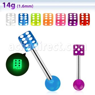 bbgldi barbell lengua acero quirurgico 316l dado 5mm brilla oscuridad 16mm venta