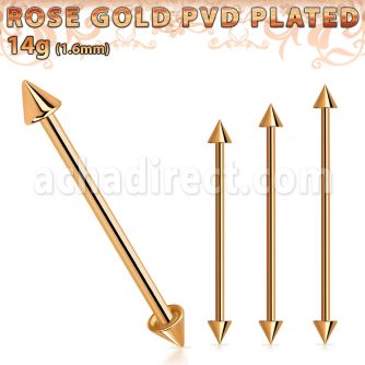 bbittcn4 barbell industrial acero 316l pvd oro rosa conos 4mm mayorista
