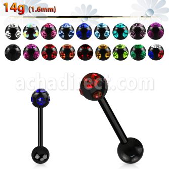 bbkc3 barbell lengua acero quirurgico negro bola multi joya 6mm bola acero liso 6mm inferior venta