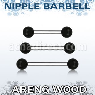 bbnpar5 barbell pezon organico barra acero 316l bolas madera areng 5mm mayorista