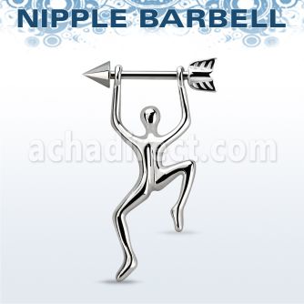 bbnpd14 barbell pezon acero quirurgico cono 5mm final flecha hombre colgando plata distribuidor mayorista