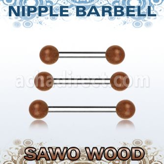 bbnpsw5 barbell pezon organico barra acero 316l bolas madera sawo 5mm distribuidor mayorista