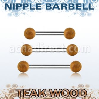 bbnpte5 barbell pezon organico barra acero 316l bolas madera teca 5mm venta