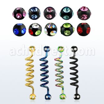 bbtcm barbell industrial espiral acero anodizado bolas multi joya 5mm distribuidor