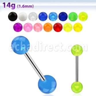bbuv barbell lengua acero quirurgico 316l bolas acrilicas uv 6mm 16mm venta