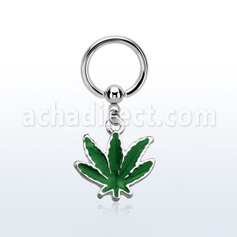 bcrg432 aro bola presion acero 316l hoja marihuana colgado pintada verde venta