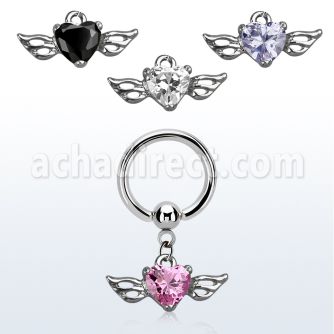 bcrgz586 aro bola presion acero 316l zirconia corazon colgado alas mayorista