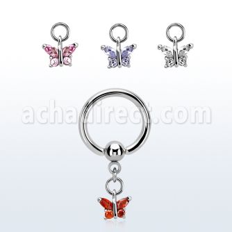 bcrgz589 aro bola presion acero 316l colgante mariposa zirconia mayorista
